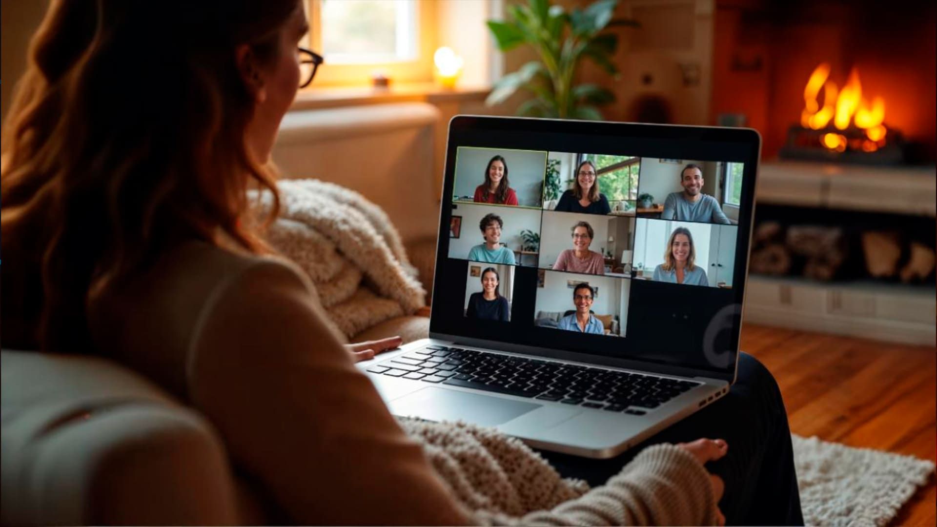 Person in videoconference on digital transformation.