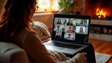 Person in videoconference on digital transformation.